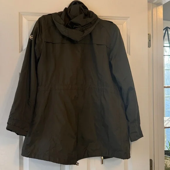 Michael Kors Olive Utility Jacket with Animal Print Lining - Picture 2 of 5